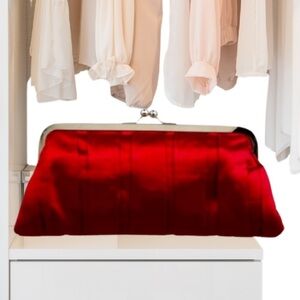 Carolina Herrera Satin Clutch, Red